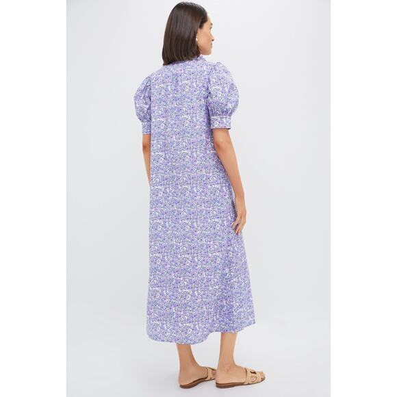 HYACINTH HOUSE Purple Poppies Ruffle Collar Louisa Maxi Dress Size L NWT - Picture 2 of 7